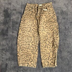 We The Free Leopard Print Barrel Jeans
